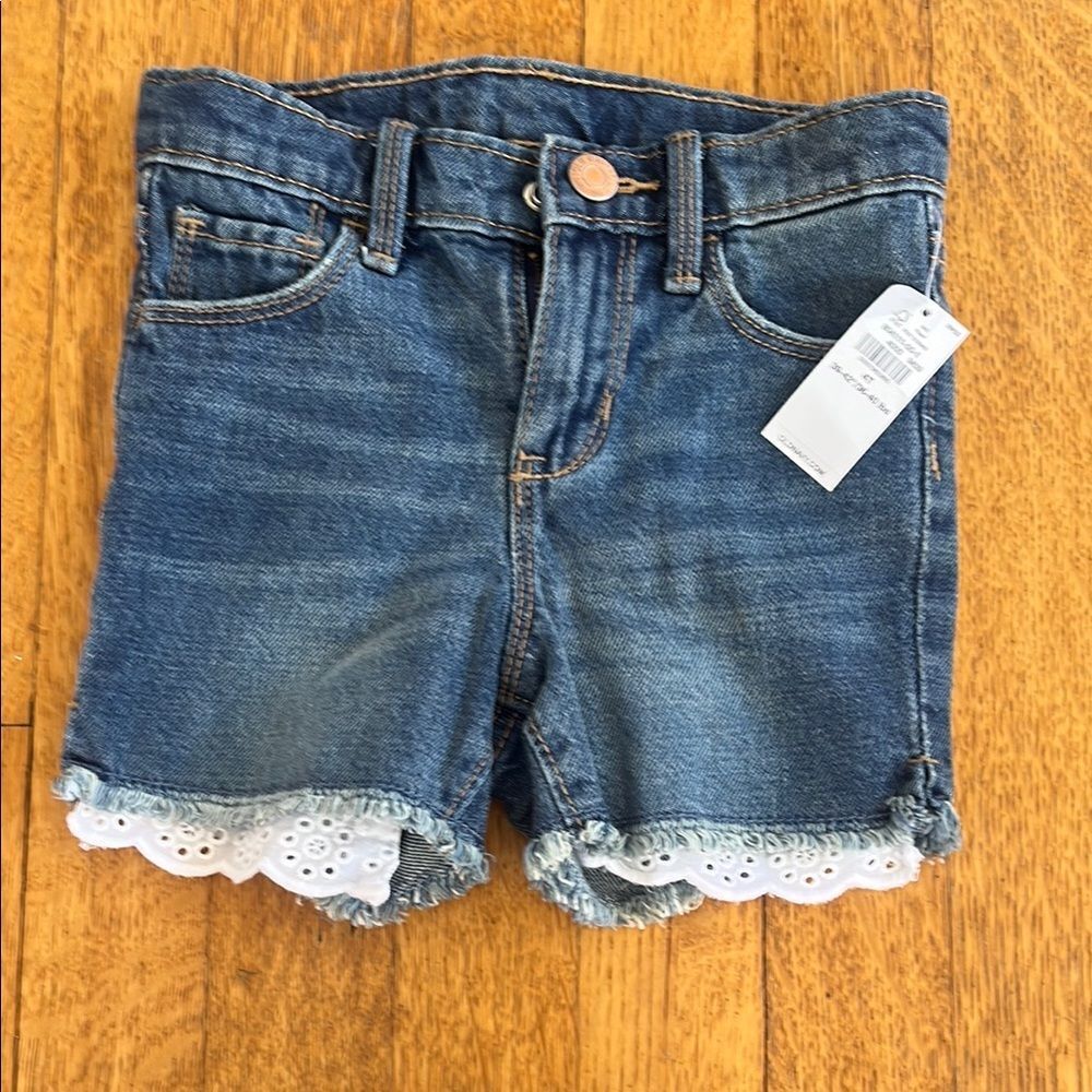 Kids Denim Shorts with Lace Trim